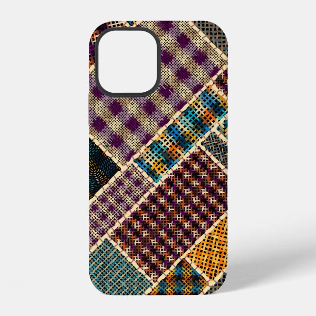 Imitation of indian patchwork pattern with texture iphone case (Back)