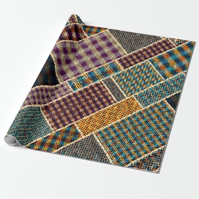 Imitation of indian patchwork pattern with texture wrapping paper (Unrolled)