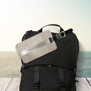 Imitation Snakeskin Leather Gold Titanium Label Luggage Tag