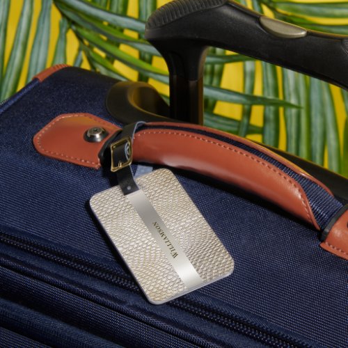 Imitation Snakeskin Leather Gold Titanium Label Luggage Tag