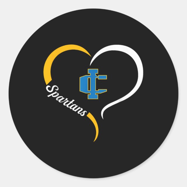 Imlay City Spartans Logo Half Heart Slogan Hs  Classic Round Sticker (Front)