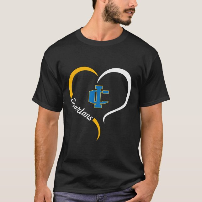 Imlay City Spartans Logo Half Heart Slogan Hs  T-Shirt (Front)