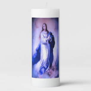Immaculate Conception Blue Pillar Candle