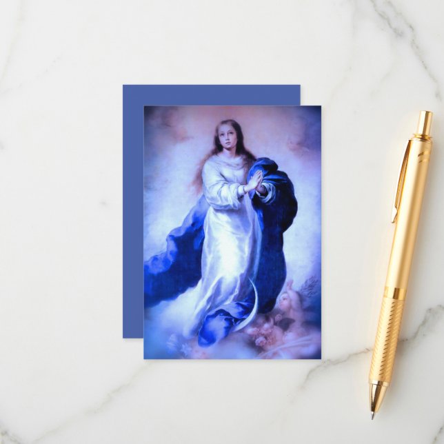 Immaculate Conception Blue with Memorare Enclosure Card (Front/Back In Situ)