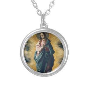 Immaculate Conception by Zurbarán Silver Plated Necklace