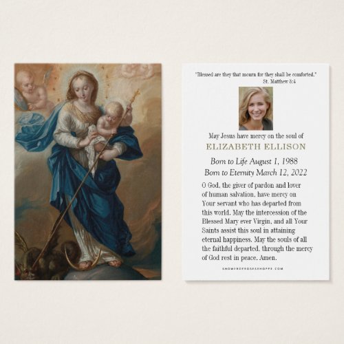 Immaculate Conception Funeral Memorial Prayer Card