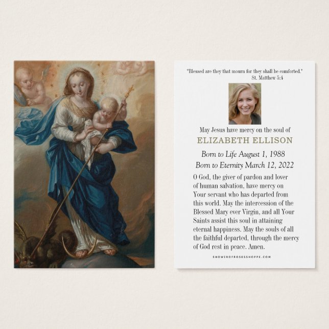Immaculate Conception Funeral Memorial Prayer Card (Front & Back)