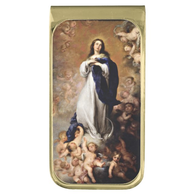 Immaculate Conception of Virgin Mary Gold Finish Money Clip (Front Vertical)
