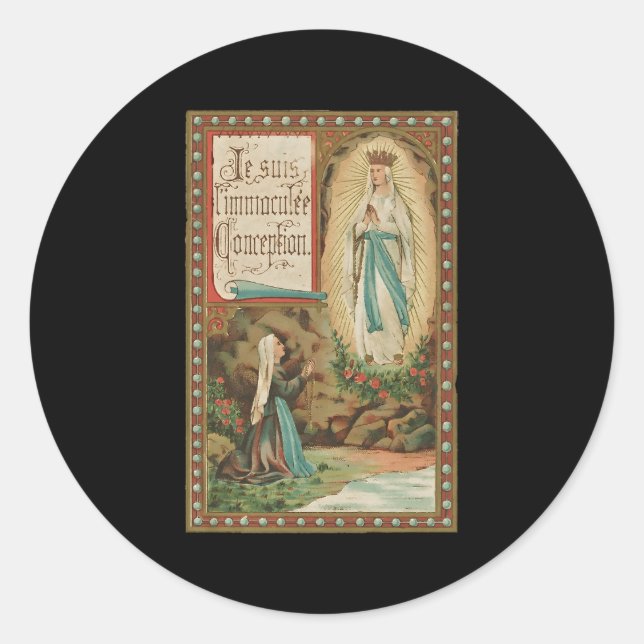 Immaculate Conception Our Lady Lourdes Bernadette  Classic Round Sticker (Front)