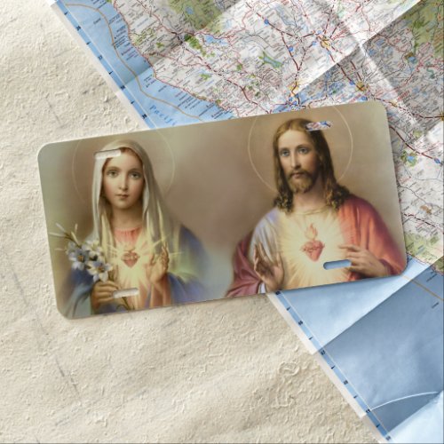 Immaculate Heart Mary and Sacred Heart of Jesus License Plate