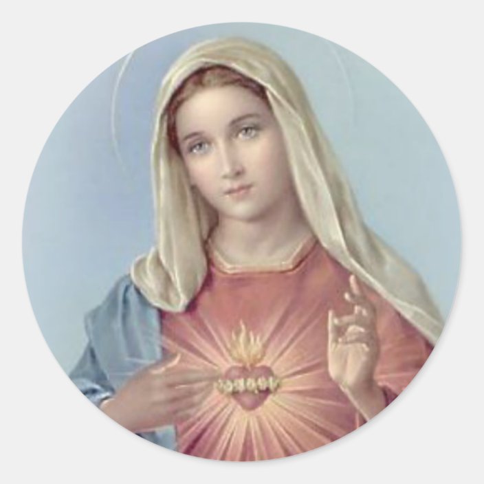 Immaculate Heart Mary Blessed Mother Classic Round Sticker | Zazzle