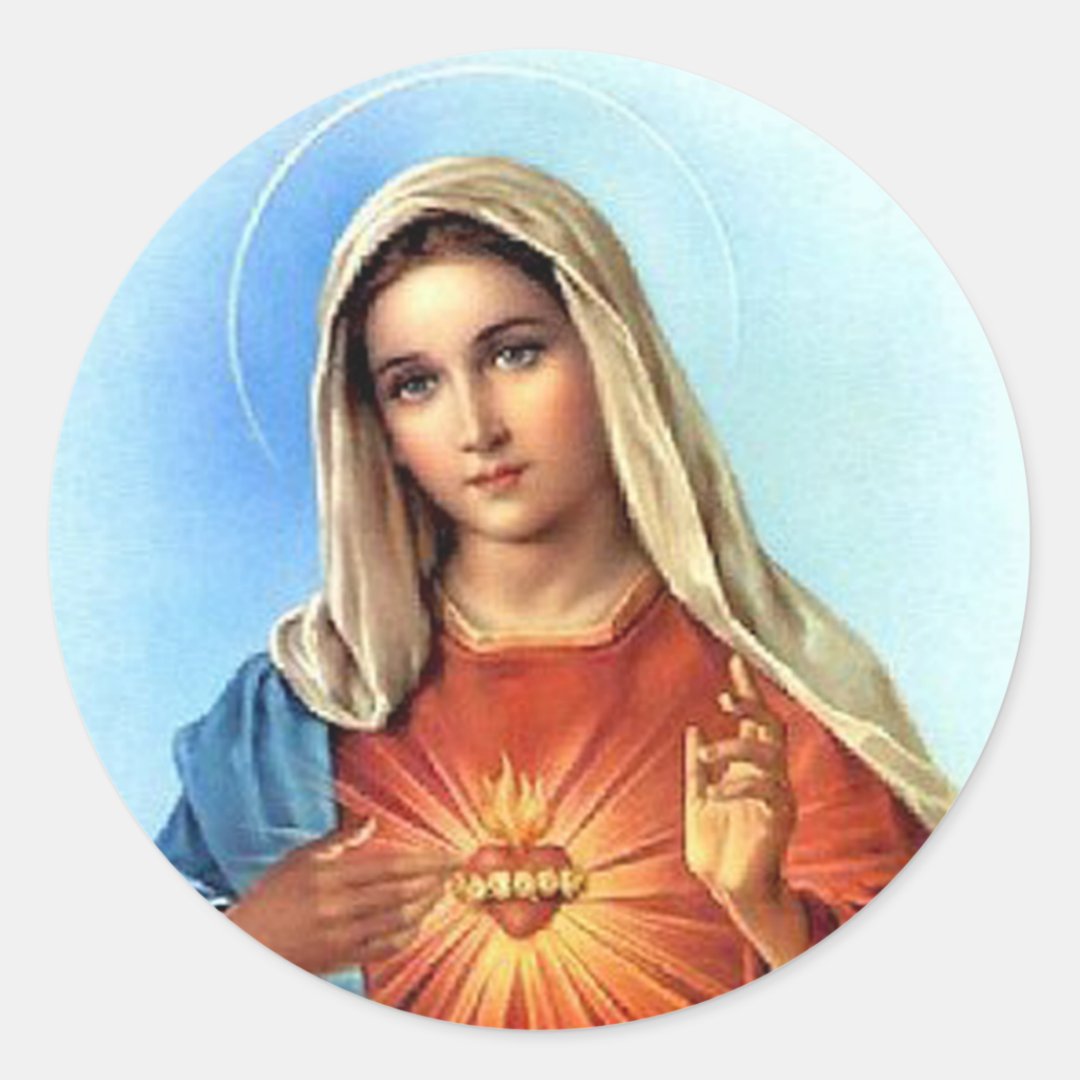 Immaculate Heart Mary Classic Round Sticker | Zazzle