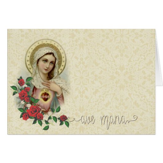 Immaculate Heart Mary Lace Ave Maria Overlay (Front Horizontal)
