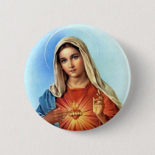 Immaculate Heart Mary Pinback Button