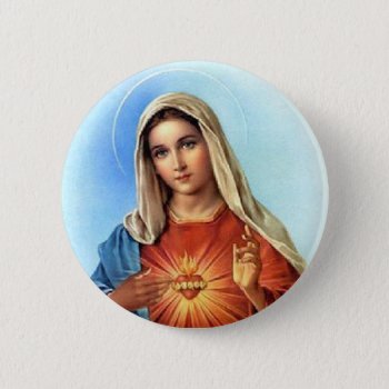 Immaculate Heart Mary Pinback Button by Xuxario at Zazzle