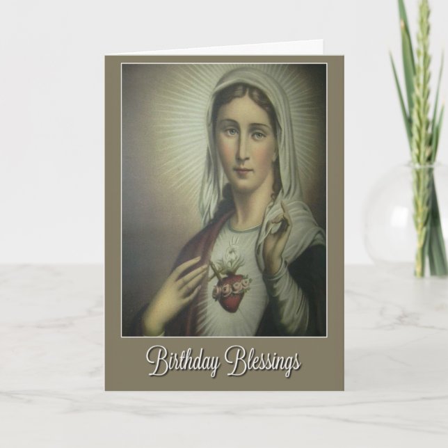 Immaculate Heart of Mary Birthday w/roses Card (Front)