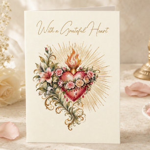 Immaculate Heart of Mary Catholic Floral  Thank You Card
