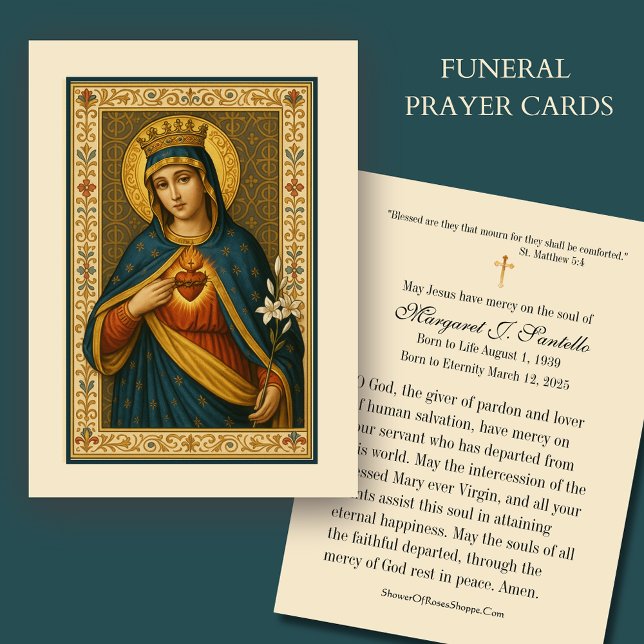 Immaculate Heart of Mary Catholic Funeral Memorial Business Card (Creator Uploaded)