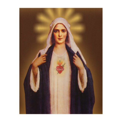 Immaculate Heart of Mary Devotional Image Wood Wall Art
