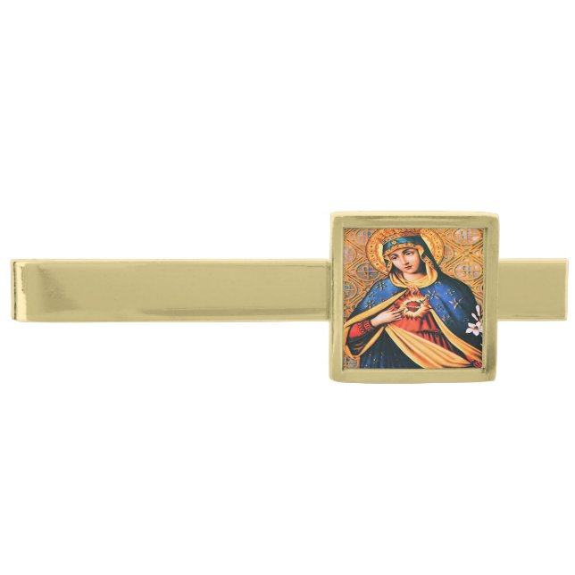 Immaculate Heart of Mary Gold Finish Tie Bar (Front)