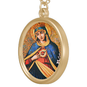 Immaculate Heart of Mary Gold Plated Necklace