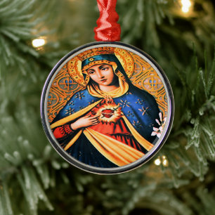 Immaculate Heart of Mary Metal Ornament
