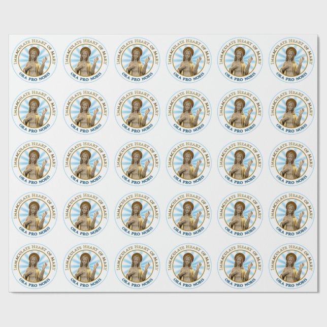 Immaculate Heart of Mary Ora Pro Nobis Wrapping Paper (Flat)