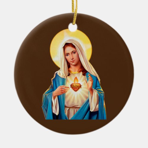 Immaculate Heart of Mary Our Blessed Mother Ceramic Ornament