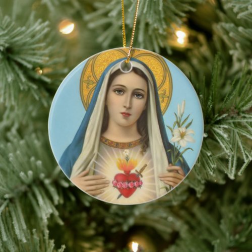 Immaculate Heart of Mary Our Lady  Ceramic Ornament