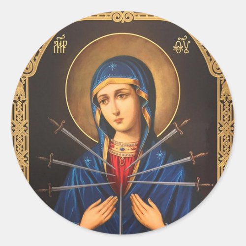 Immaculate Heart of Mary Our Lady of Sorrows Sword Classic Round Sticker