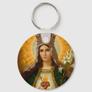 Immaculate Heart of Mary Our Lady Queen of Heaven Keychain