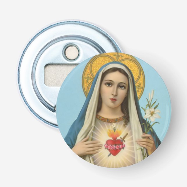 Immaculate Heart of Mary Our Lady religious image Bottle Opener (Front)