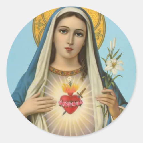 Immaculate Heart of Mary Our Lady religious image Classic Round Sticker