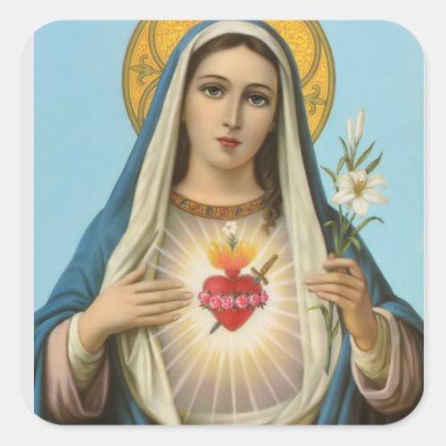 Immaculate Heart of Mary Our Lady religious image Square Sticker