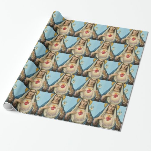Immaculate Heart of Mary Our Lady religious image Wrapping Paper