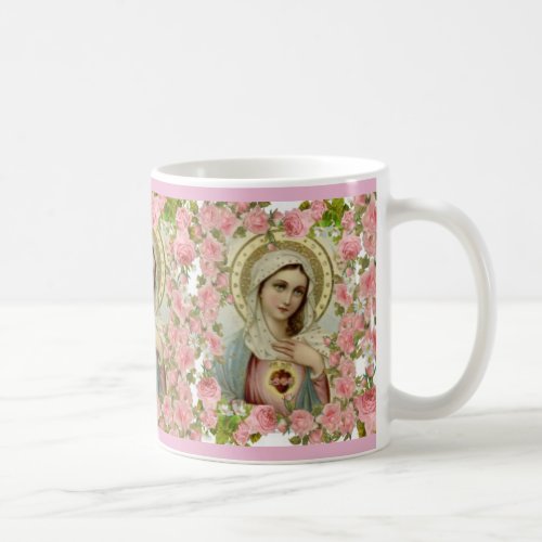 Immaculate Heart of Mary Pink Roses Coffee Mug