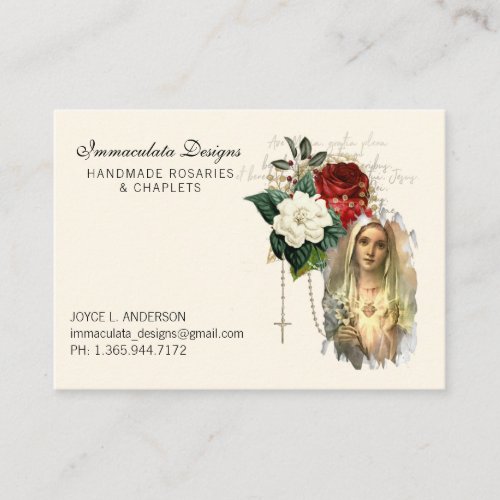  Immaculate Heart of Mary Religious Rosary Business Card