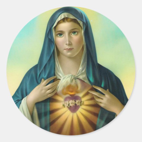 Immaculate Heart of Mary Round Sticker 1 | Zazzle.com