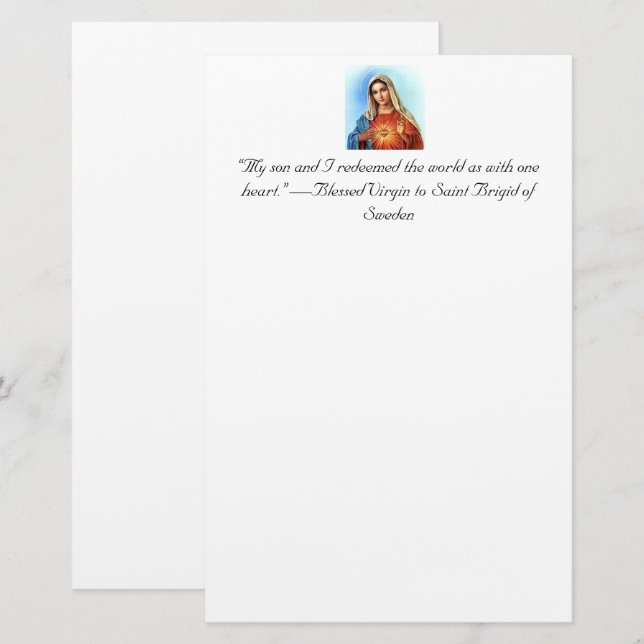 Immaculate Heart of Mary & Sacred Heart of Jesus Stationery (Front/Back)