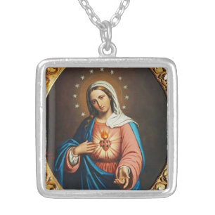 Immaculate Heart of Mary Silver Plated Necklace