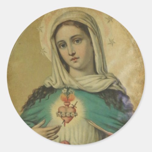 Immaculate Heart of Mary  Sorrowful Mother Classic Round Sticker