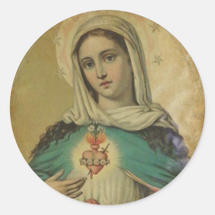 Immaculate Heart of Mary Sorrowful Mother Classic Round Sticker | Zazzle