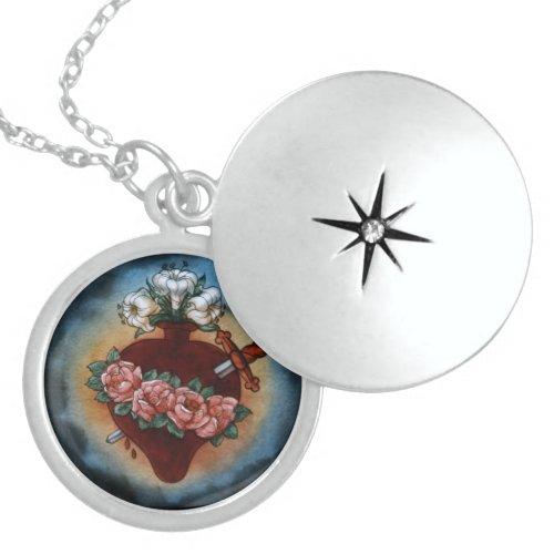 Immaculate Heart Of Mary Sterling Silver Necklace