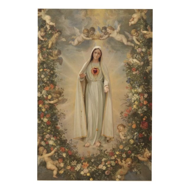 Immaculate Heart of Mary, Virgin Mary  Wood Wall Art (Front)