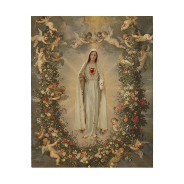 Immaculate Heart of Mary, Virgin Mary  Wood Wall Art (Front)