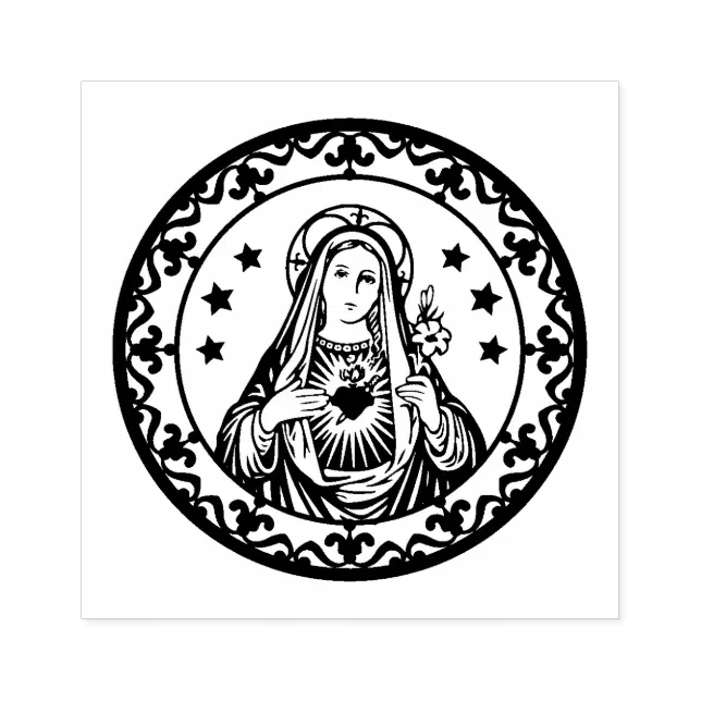 Immaculate Heart of Virgin Mary Catholic Religious Rubber Stamp Zazzle