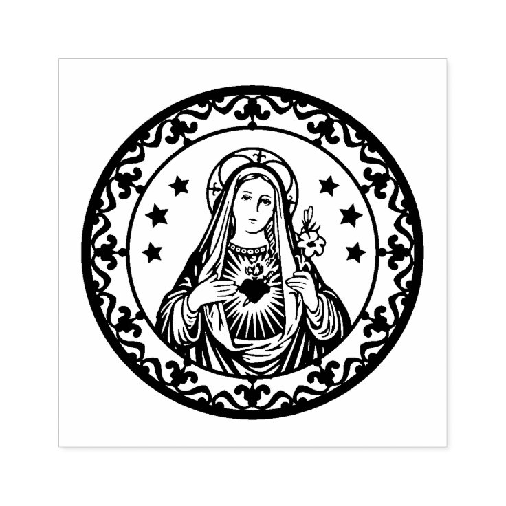 Immaculate Heart of Virgin Mary Catholic Religious Rubber Stamp | Zazzle