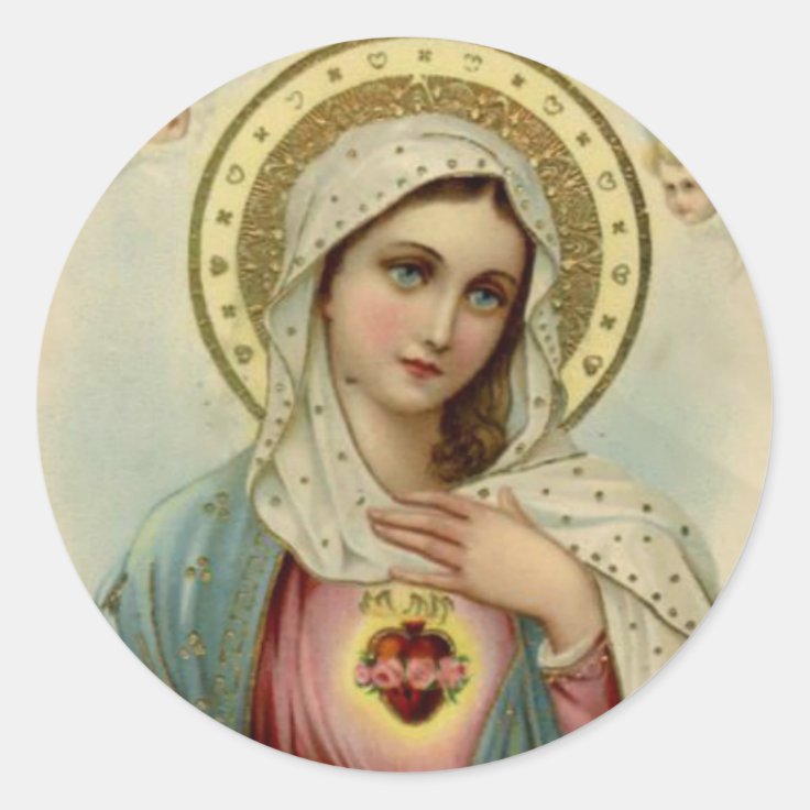 Immaculate Heart of Virgin Mary Classic Round Sticker | Zazzle