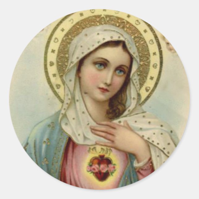 Immaculate Heart of Virgin Mary Classic Round Sticker (Front)