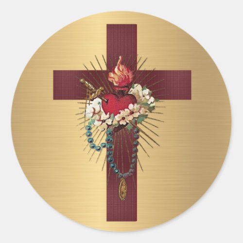 Immaculate Heart Virgin Mary Catholic Religious Classic Round Sticker